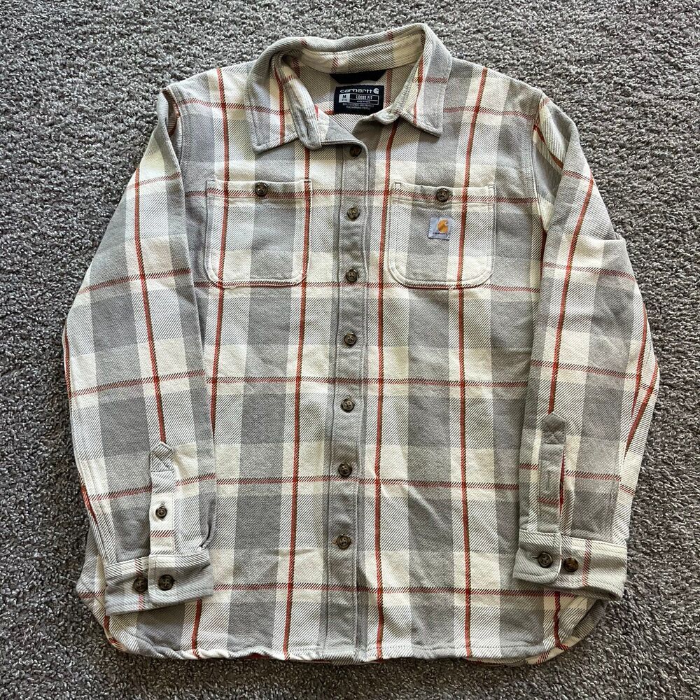 Carhartt Heavyweight Twill Flannel Long Sleeve Plaid Shirt Jacket Women’s M